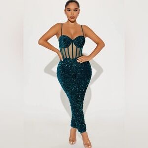 NWT Teal sequined bodysuit